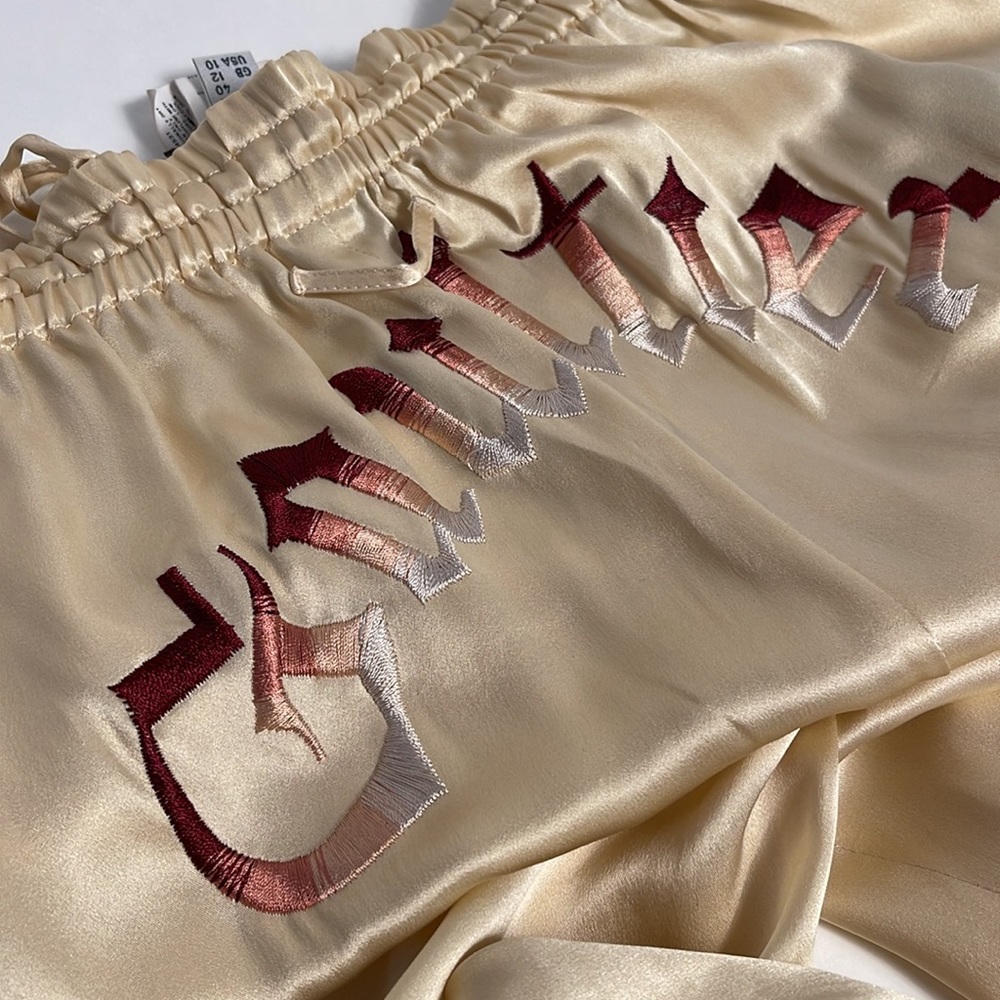 JEAN PAUL GAULTIER SILK PANTS EMBROIDERED IT 44 NEW